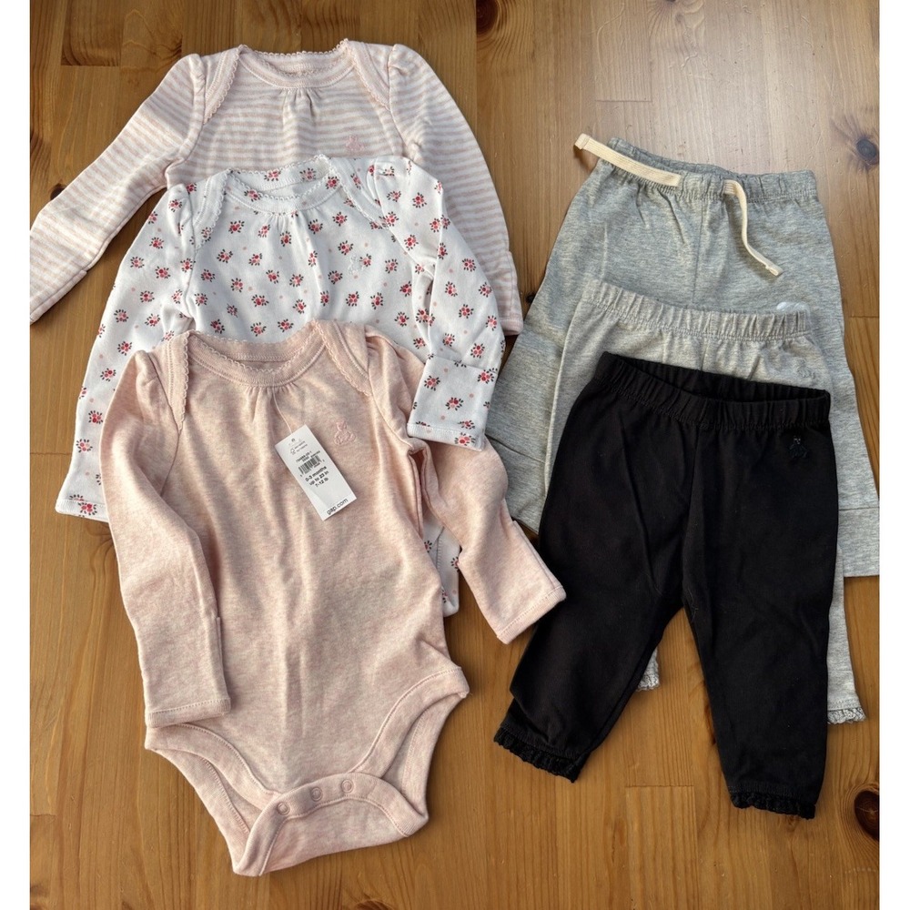 Brand New Baby GAP Long‎ Sleeve Bodysuits & Leggings Bundle Of 6 Size 0-3M